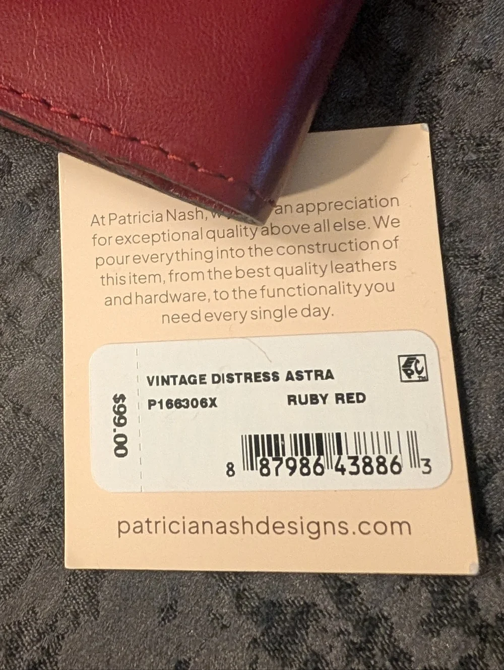 Patricia Nash Astra Vintage Distressed Wallet in Ruby Red Italian Leather